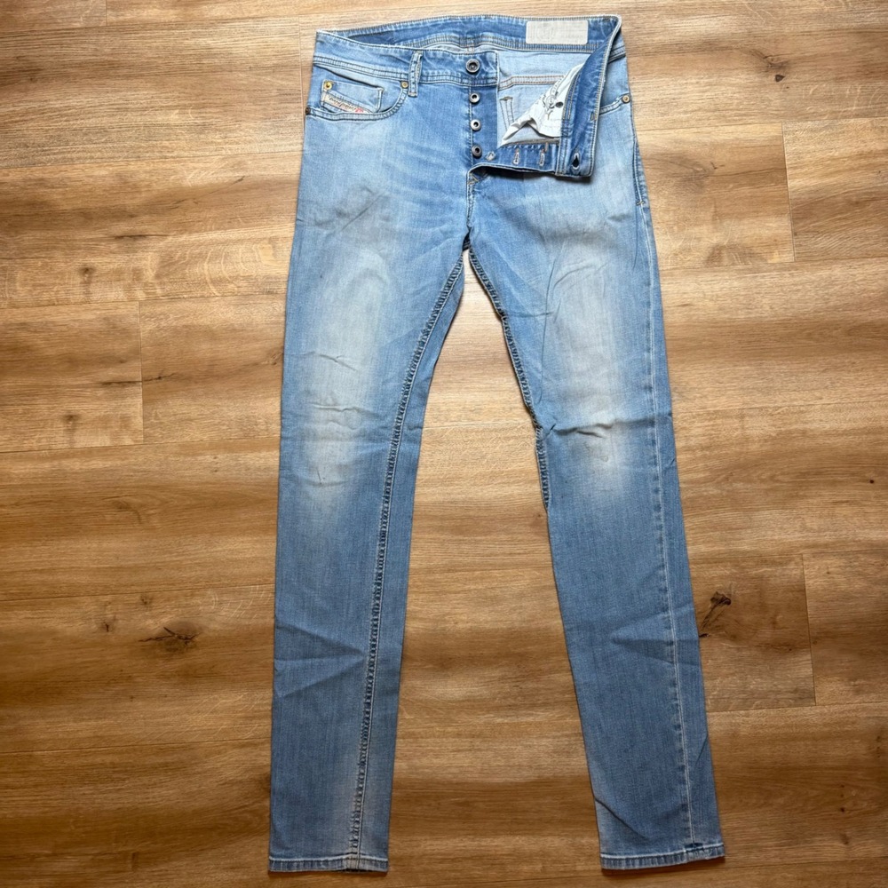 Diesel Sleenker Jeans Mens 29x32 Blue Slim Skinny Stretch Light Wash Denim 0670K